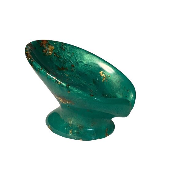 Handcrafted Green & Gold Resin Soap Dish - Unique Modern Home Decor - Picture 3 of 12
